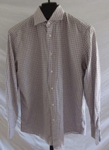 Hugo Boss White Burgundy Gray Plaid Cotton Dress Shirt Size 16 Tailored Fit - £27.29 GBP