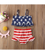 NEW Girls Patriotic Ruffle Bikini 4th of July Swimsuit 2T 3T 4T 5T 6 - $10.99