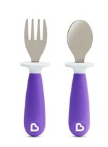 Munchkin Raise Toddler Fork and Spoon Set, 12+ Months, BPA Free, Purple - £7.13 GBP