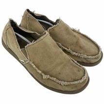 Crocs Men&#39;s 12 Loafer Santa Cruz Slip on beige Comfort canvas Shoes - £12.84 GBP