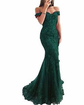 Off The Shoulder Mermaid Long Beaded Corset Prom Dress Evening Gown Teal US 10 - £88.67 GBP