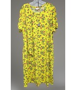 NWT LuLaRoe 2XL Bright Yellow Pink Green Dainty Floral Marly Pockets Sas... - $702.33 MXN