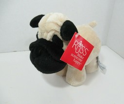 Russ Berrie Pug Boxer tan black plush round beanbag feet puppy dog - £24.42 GBP