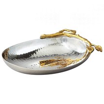 Golden Vine Hammered Stainless Steel Nut Bowl Gold Silver Metal 1 Piece - $40.58