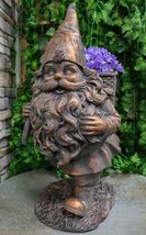 Hiking Garden Gnome With Spade And Wicker Basket Bag Floral Planter Vase... - €51,65 EUR