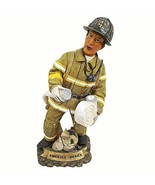 Vintage Fireman Figurine America Hero&#39;s  with Hose 10&quot; Firefighter 4 Resin - £12.70 GBP