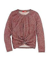 Aqua Girls Twist-Front Sparkle Sweater, Size Medium/Burgundy - £15.13 GBP