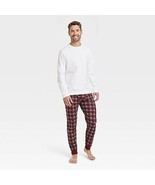 Men&#39;S 2Pc Plaid Joggers And Long Sleeve Crewneck T-Shirt Pajama Set - - £25.44 GBP