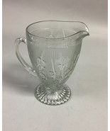 Vintage Crystal Iris &amp; Herringbone 9&quot; Footed Jeannette Pitcher -  1928-1932 - $376.14 MXN
