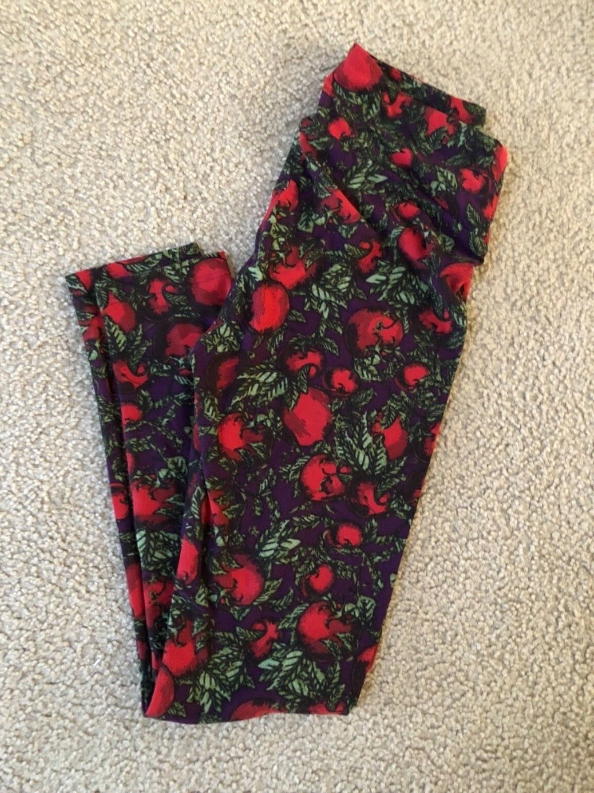 NEW LuLaRoe OS Leggings Garden Tomatoes Spring Purple Green Red Unicorn ... - $13.10