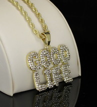 Mens Iced Cz Good Life Pendant 14k Gold or Silver Plated 24&quot; Necklace Hip Hop - £23.25 GBP