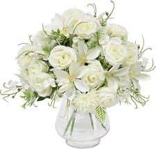 Artificial Flowers Plants, 12 In. 4 Pieces, Bouquets Of Silk Roses, Hydr... - £28.39 GBP