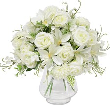 Artificial Flowers Plants, 12 In. 4 Pieces, Bouquets Of Silk Roses, Hydr... - £28.07 GBP