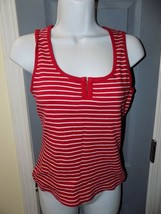 Tommy Hilfiger Red/White Striped Stretchy Tank Top Size M Women&#39;s EUC - £16.30 GBP