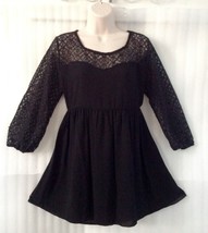 Women&#39;s Blouse Crinkle Crochet Lace Peasant Boho Top size 16/XL Black Ne... - $29.70