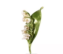 Retro botanical white lily green Plant with Leaf Brooches For Women new - £12.36 GBP