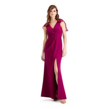 Adrianna Papell Womens 14 Wildberry Purple V Neck Slit Long Gown Dress N... - $97.99