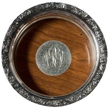 Antique Gorham Silverplate Wine Coaster Bottle Holder Turned Wood Mahoga... - $34.08 CAD