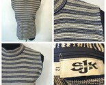 St John Knits Sleeveless Sweater Top size 12 Blue Striped Wool Mock Neck... - $19.95