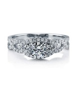 Sterling Silver AAAA Cubic Zirconia 3-Stone Halo Promise Ring  - $15.99