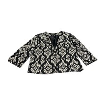 Kasper Blazer Jacket Women&#39;s 14 White Black Ikat Damask Linen Single Breasted - $36.76