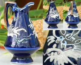 Vintage moriage dragon dragonware pitcher miniature cobalt blue thumb200