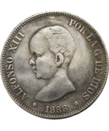 1888 Alfonso XIII &quot;Baby King&quot; - Riedizione medaglia commemorativa 5 pesetas - $18.55 CAD