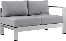 Modway Shore Aluminum Outdoor Patio Right Arm Loveseat In Silver Gray - £518.92 GBP