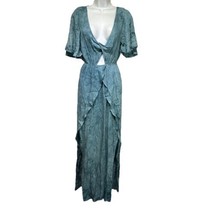 blue life santa monica short sleeve long maxi double slit cut out dress ... - $32.66