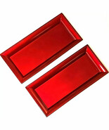 Decorative Rectangle Red Plastic Holiday Charger 2 Plate Beaded Edge Rec... - $20.44 CAD