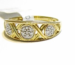 10K Yellow Gold Diamond Round X & O Band Ring, Size 7, 0.08(TCW), 2.0 Grams - $149.99