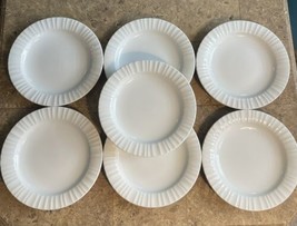 Set of 7 Corningware FRENCH WHITE 8 1/4&quot; SALAD PLATE Stoneware Lunch Plates - £33.63 GBP