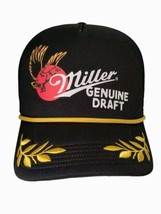 Miller Genuine Draft Beer Hat Cap Snapback Trucker Black Foam Padded Mes... - £15.50 GBP
