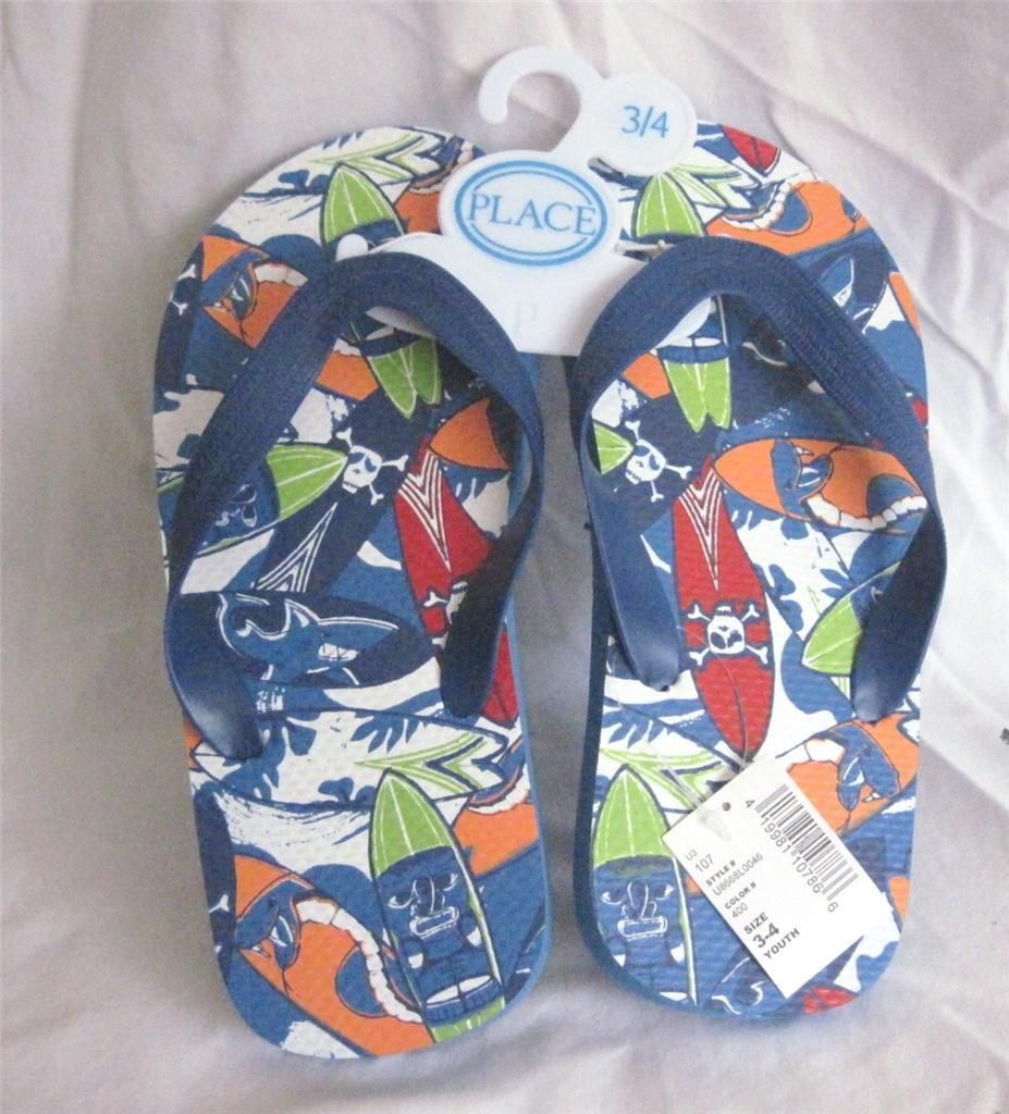 Youth Size 3-4 Colorful Beach Summer  Flip Flop Sandals by Place Blue Print - £4.69 GBP
