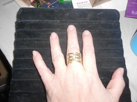 Paparazzi Stretchband Ring (New) Brass Circles &amp; Lines - £3.20 GBP