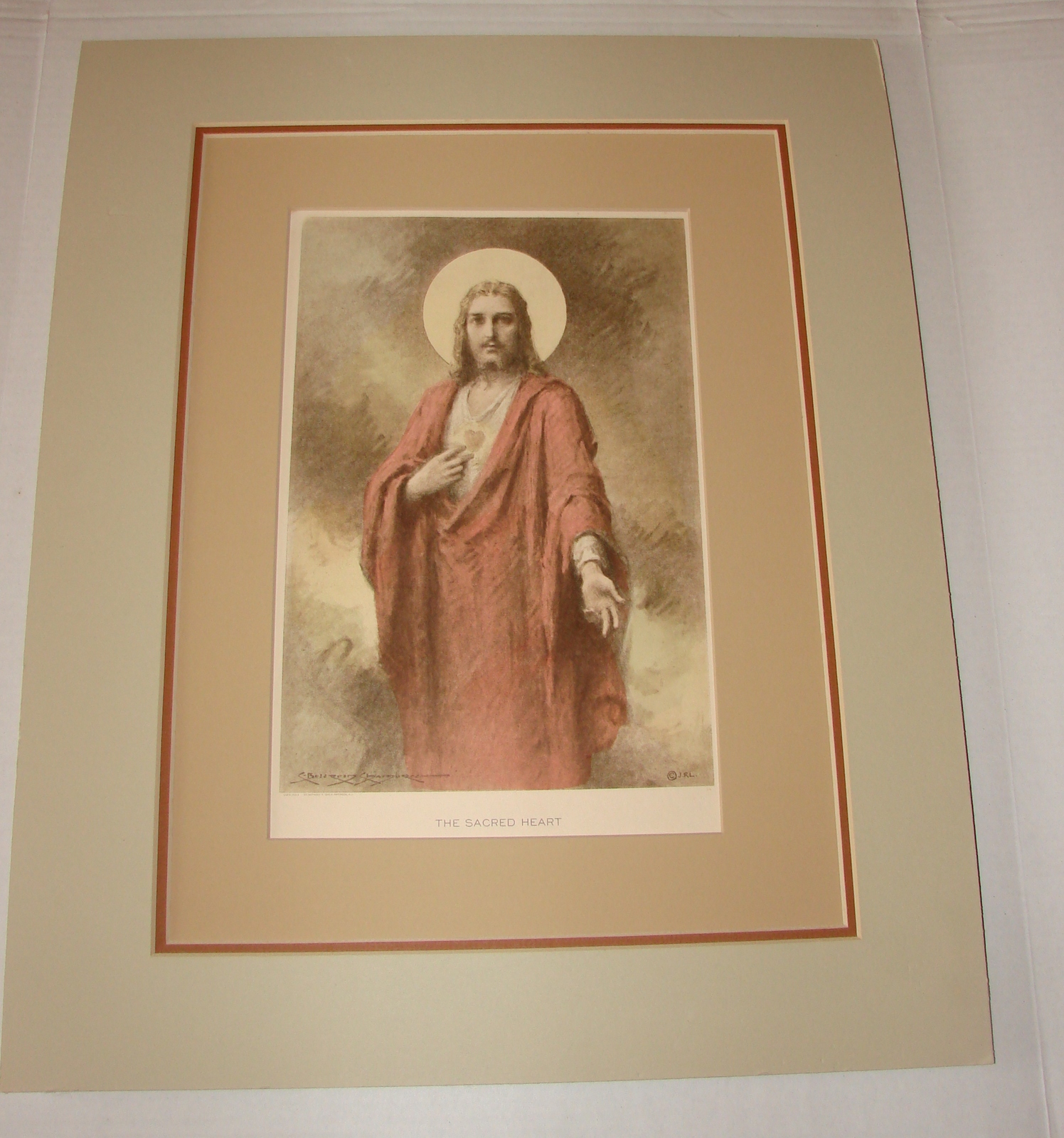 The Sacred Heart by  C. Bosseron Chambers Double Matted Print (1933) St Anthony' - $85.00