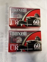 Lot of 2 Maxell UR 60 Minute Normal Bias Audio Cassettes Vintage New Sealed - £7.98 GBP