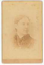 Antique Circa 1880s Cabinet Card Beautiful Woman With Crucifix Around Her Neck. - £7.49 GBP