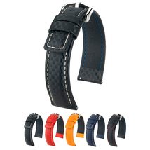 Hirsch Carbon Calf Watch Strap - Black Band/White Upper Stitching - XL - 20mm /  - £70.30 GBP