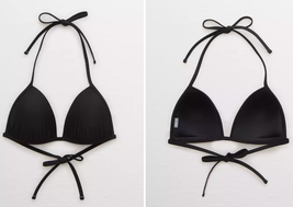 Aerie Perky Triangle Bikini Top True Black Size Small - £11.71 GBP