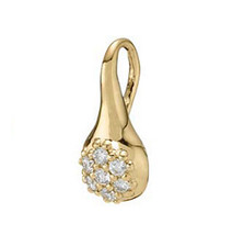 PET008 14K Gold Raindrop Pendant with Cluster Rhinestones - $39.99