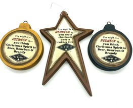 Vintage Jeff Foxworthy Redneck Wood Ornaments Set of 3 Hanging Christmas Mancave - £11.41 GBP