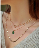 Emerald Flower Necklace Green 18k Gold Filled Luxury Jewelry - £18.87 GBP