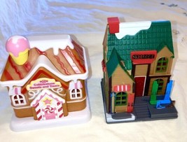 Lighted Christmas Villages plastic  Cobblestone Sweets and Treats and Ski Lodge - £11.41 GBP