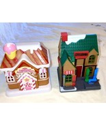 Lighted Christmas Villages plastic  Cobblestone Sweets and Treats and Sk... - $14.80