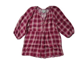 Anthropologie Maeve Calavon in Pink Plaid Pleated Peplum Tunic Top XS $88 - £14.67 GBP