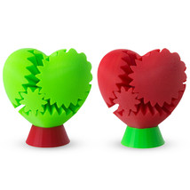 LeLuv 3D Printed Heart Gear Twister W/ DISPLAY STAND - Brain Teaser Uniq... - $35.99