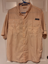 Columbia PFG Super Tamiami Shirt Mens L Orange Check Vented Omni Shade F... - $22.31