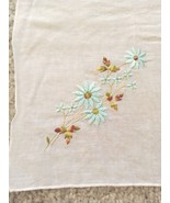 Vintage Antique Ladies Hankie Handkerchief Embroidered Blue Daisy Estate - $12.60