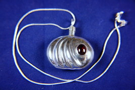 Vintage Mexican Sterling Silver Garnet Perfume/Poison Bottle Pendant, RA... - £51.03 GBP